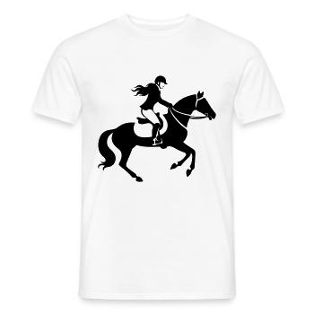 Cheval d’équitation Silhouette Femme - T-shirt homme - blanc - Devant - AI Model Male 178 dark (178cm)