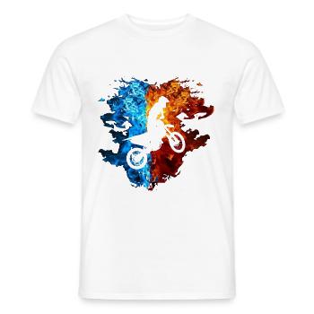 Motocross Red Blue Fire Motocross Rider - Men's T-Shirt - white - Front - AI Model Male 178 dark (178cm)