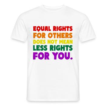 L’ÉGALITÉ DES DROITS POUR AUTRUI NE SIGNIFIE PAS MOINS DE DROITS - T-shirt homme - blanc - Devant - AI Model Male 178 dark (178cm)