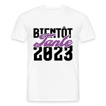 Cadeau Annonce grossesse bientôt Tante 2023. tata. - T-shirt homme - blanc - Devant - AI Model Male 178 dark (178cm)