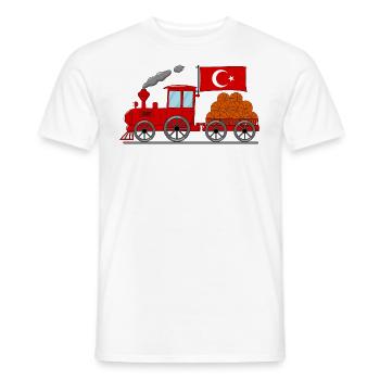 Chemin de fer de basket-ball de drapeau de Turquie - T-shirt homme - blanc - Devant - AI Model Male 178 dark (178cm)