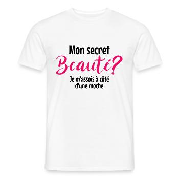 Mon Secre Beauté Femme Humour - T-shirt homme - blanc - Devant - AI Model Male 178 dark (178cm)