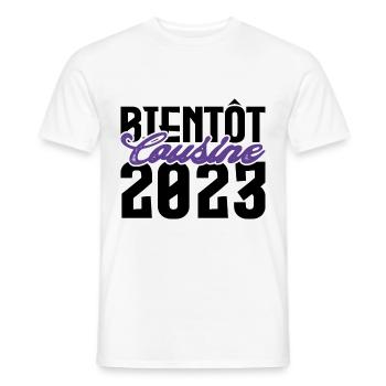 Cadeau Annonce grossesse bientôt Cousine 2023. - T-shirt homme - blanc - Devant - AI Model Male 178 dark (178cm)