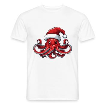 Octopus Octopus Christmas Portrait Xmas - Men's T-Shirt - white - Front - AI Model Male 178 dark (178cm)