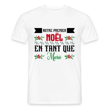 Notre premier Noël en tant que marié - T-shirt homme - blanc - Devant - AI Model Male 178 dark (178cm)