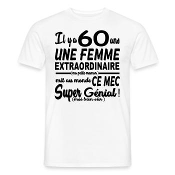 60 ans / anniversaire 60 ans / homme 60 ans - T-shirt homme - blanc - Devant - AI Model Male 178 dark (178cm)