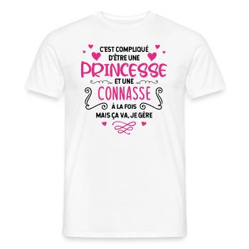 C’est Compliqué D’être Une Princesse Et Une Connas - T-shirt homme - blanc - Devant - AI Model Male 178 dark (178cm)