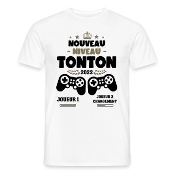 Futur Tonton 2022 Cadeau Gamer Geek Annonce Grosse - T-shirt homme - blanc - Devant - AI Model Male 178 dark (178cm)
