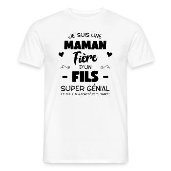 Je suis une maman fière d'un fils super génial, ca - T-shirt homme - blanc - Devant - AI Model Male 178 dark (178cm)