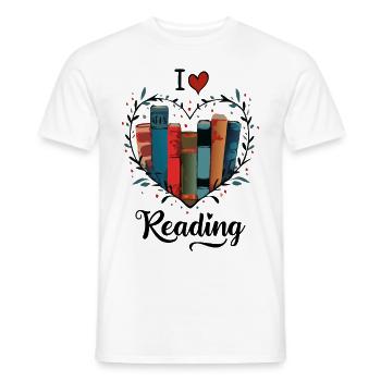 I Love Reading Bookworm Heart - Men's T-Shirt - white - Front - AI Model Male 178 dark (178cm)