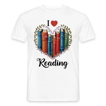 I Love Reading Bookworm Heart - Men's T-Shirt - white - Front - AI Model Male 178 dark (178cm)