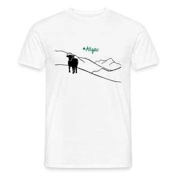 Kuh mit Bergen | Allgäu Tassen & Zubehör - Männer T-Shirt - Weiß - Vorne - AI Model Male 178 dark (178cm)