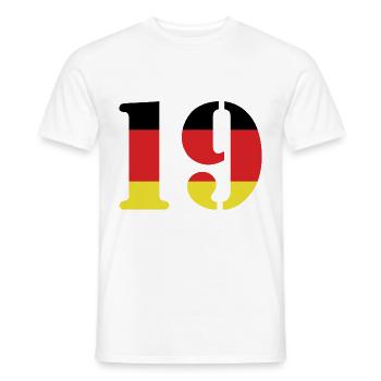 19 Numéro Jersey Allemagne - T-shirt homme - blanc - Devant - AI Model Male 178 dark (178cm)