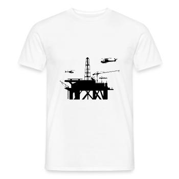 A huge oil rig in the sea - Men's T-Shirt - white - Front - AI Model Male 178 dark (178cm)
