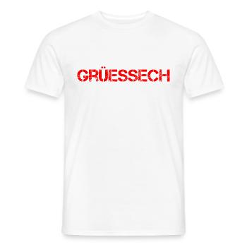 Grüessech Grüezi Schweizerdeutsch Schweiz Alpen - Männer T-Shirt - Weiß - Vorne - AI Model Male 178 dark (178cm)