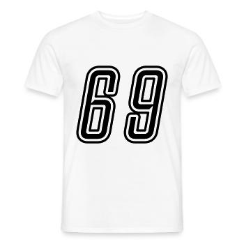 69 Zahl nummer - Männer T-Shirt - Weiß - Vorne - AI Model Male 178 dark (178cm)