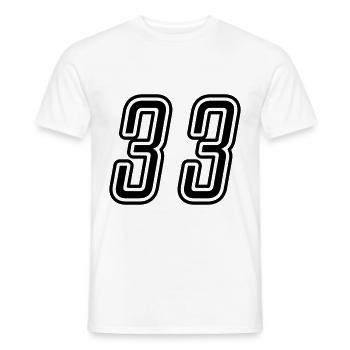 33 Zahl nummer - Männer T-Shirt - Weiß - Vorne - AI Model Male 178 dark (178cm)
