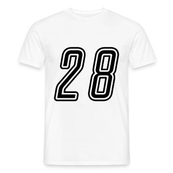 28 Zahl nummer - Männer T-Shirt - Weiß - Vorne - AI Model Male 178 dark (178cm)