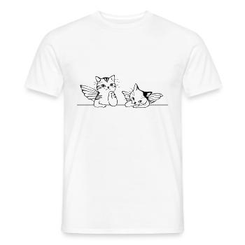 Angel cats gift idea - Men's T-Shirt - white - Front - AI Model Male 178 dark (178cm)
