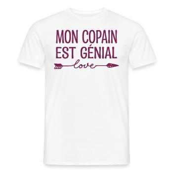 Mon Copain est génial, cadeau copain.cadeau copine - T-shirt homme - blanc - Devant - AI Model Male 178 dark (178cm)