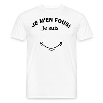 Je m en fous je suis personnalisable - T-shirt homme - blanc - Devant - AI Model Male 178 dark (178cm)