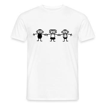 3 stick figure kids - Men's T-Shirt - white - Front - AI Model Male 178 dark (178cm)