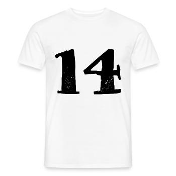 14 Zahl Trikot - Männer T-Shirt - Weiß - Vorne - AI Model Male 178 dark (178cm)