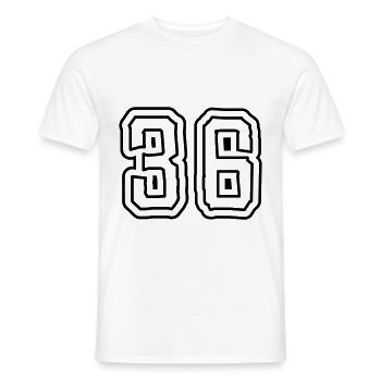 36 number symbol - Men's T-Shirt - white - Front - AI Model Male 178 dark (178cm)