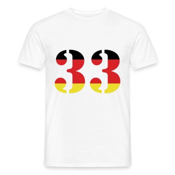 33 Zahl Trikot Deutschland - Männer T-Shirt - Weiß - Vorne - AI Model Male 178 dark (178cm)