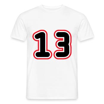 13 Numéro de numéro - T-shirt homme - blanc - Devant - AI Model Male 178 dark (178cm)