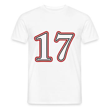 17 Number number - Men's T-Shirt - white - Front - AI Model Male 178 dark (178cm)