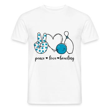 Peace Love Bowling - Men's T-Shirt - white - Front - AI Model Male 178 dark (178cm)