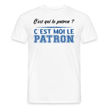 Patron C est Moi Le Patron Papa Idée Cadeau Papy - T-shirt homme - blanc - Devant - AI Model Male 178 dark (178cm)