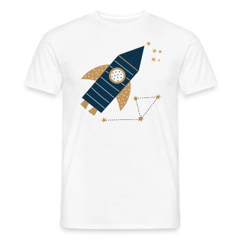 Fusée avec des étoiles Espace Enfants - T-shirt homme - blanc - Devant - AI Model Male 178 dark (178cm)