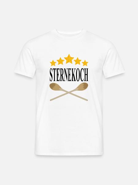 Sternekoch Wort und Kochlöffel Sterne Grafiken - Männer T-Shirt - Weiß