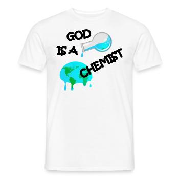 god is a chemist - Chemistry Nerd Big Bang Gift - Men's T-Shirt - white - Front - AI Model Male 178 dark (178cm)