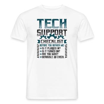 Funny Tech Support Checklist Helpdesk - Men's T-Shirt - white - Front - AI Model Male 178 dark (178cm)