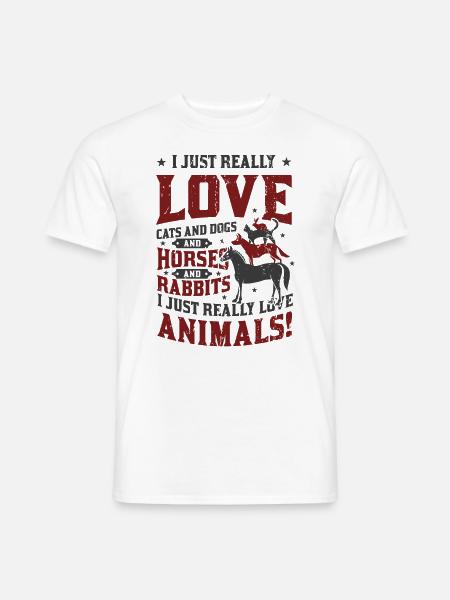 Katzen,Hunde,Pferde,Kaninchen - Tierliebhaber - Männer T-Shirt - Weiß