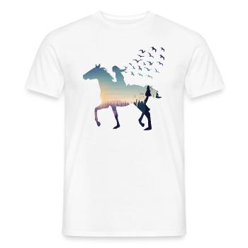 Silhouette de chevaux pour femmes - T-shirt homme - blanc - Devant - AI Model Male 178 dark (178cm)