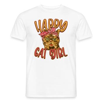 Happy Cat Girl Kätzchen - Männer T-Shirt - Weiß - Vorne - AI Model Male 178 dark (178cm)