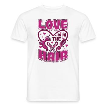 L’amour est dans les cheveux, barbier, coiffeur. - T-shirt homme - blanc - Devant - AI Model Male 178 dark (178cm)