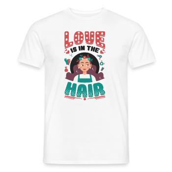 L’amour est dans les cheveux, barbier, coiffeur. - T-shirt homme - blanc - Devant - AI Model Male 178 dark (178cm)