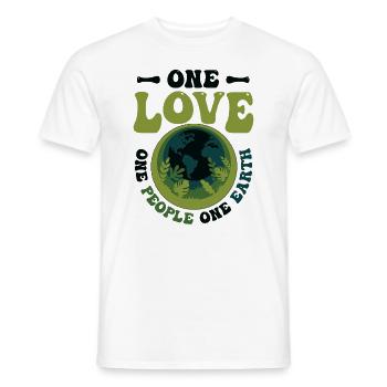 One love, one people, one earth, saves the world. - Men's T-Shirt - white - Front - AI Model Male 178 dark (178cm)