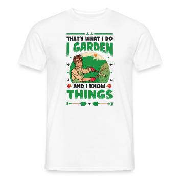 C’est ce que je fais, je jardine et je sais des choses - T-shirt homme - blanc - Devant - AI Model Male 178 dark (178cm)