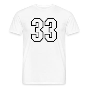 33 years jersey number 33 t-shirt sports jersey 33 - Men's T-Shirt - white - Front - AI Model Male 178 dark (178cm)