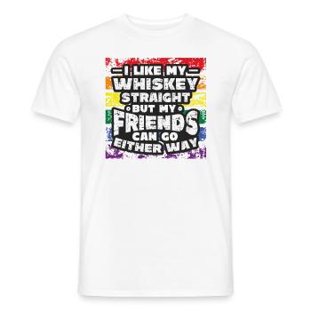 Likes my whiskey straight, I support LGBT. - Men's T-Shirt - white - Front - AI Model Male 178 dark (178cm)