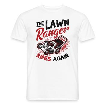 The Lawn Ranger Rides Again Lawn Care Lawn Mower - Men's T-Shirt - white - Front - AI Model Male 178 dark (178cm)