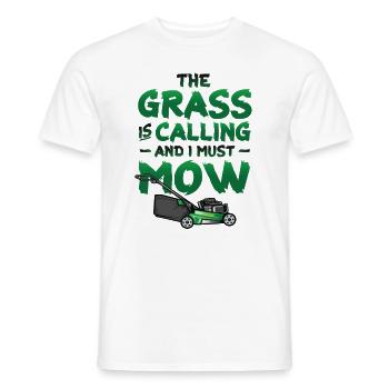 L’herbe appelle et je dois tondre la tonte de la pelouse - T-shirt homme - blanc - Devant - AI Model Male 178 dark (178cm)