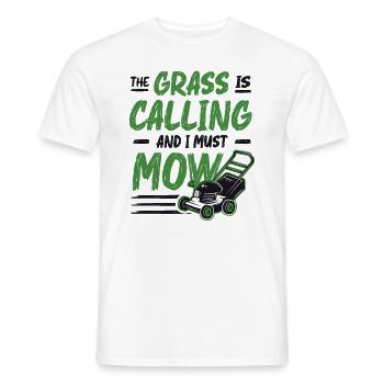 L’herbe appelle et je dois tondre la tonte de la pelouse - T-shirt homme - blanc - Devant - AI Model Male 178 dark (178cm)