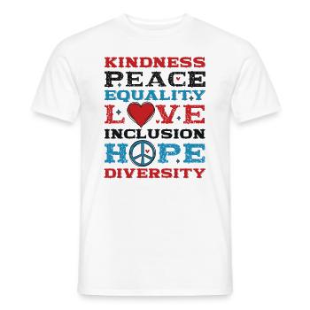 Vielfalt Gleichheit Liebe Frieden Menschenrechte - Männer T-Shirt - Weiß - Vorne - AI Model Male 178 dark (178cm)